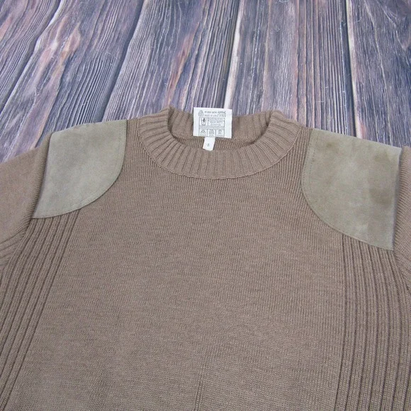 Antartex Sweater Mens Small Wool Pullover Suede Shoulder Elbow Patch Scotland